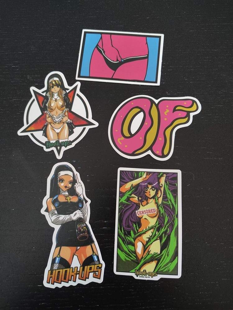 Hook Ups Skateboards Vinyl Stickers Lot Of 5