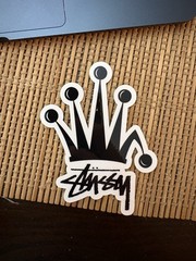 Stussy Black / Clear Crown Vintage Skateboarding decal STICKER NOS