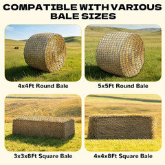 5×5 FT Heavy Duty Slow Feed Hay Net, 1.57-Inch Knotless Weatherproof Nylon Hay