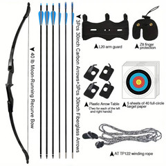 Archery 53″ Recurve Bow & Arrows Set 40lbs Recurve Bow For Adult Beginner Target