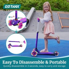 Kids Kick Scooter with LED Lighted Wheels Adjustable Height Handlebar & Widen…