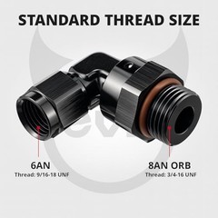 6AN Female Flare Swivel to 8AN ORB Male Adapter 6AN Female to 8 ORB 90 Degree