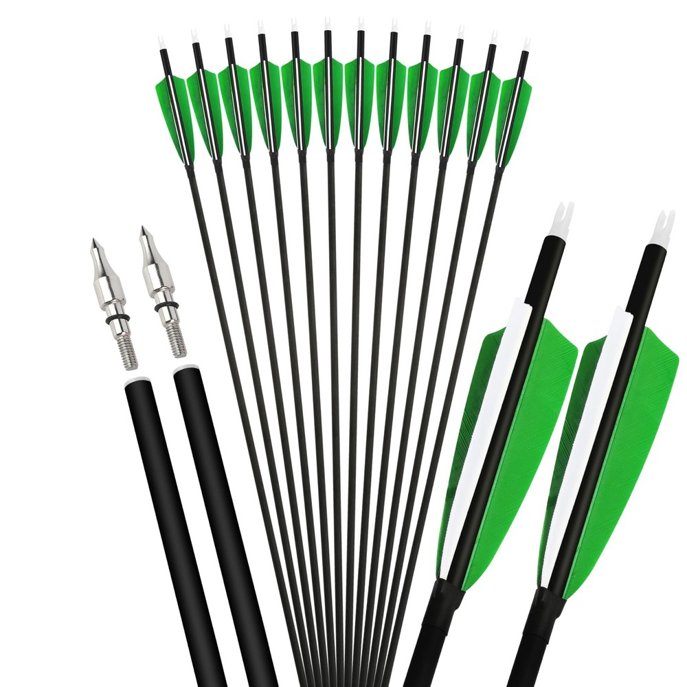 30 Inch Archery Carbon Arrows Hunting Arrows with 4” Turkey Feather Target