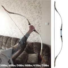 30-65lb Traditional Recurve Bow White Cowhide Mongolian Archery Horsebow Hunting