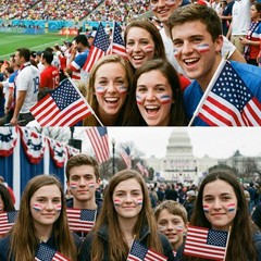 Red White Blue Face Paint Stick Patriotic Eye Black for 4th of July Sports Fans