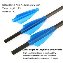 6X 1.75″ Arrow Vanes One-Piece Fletching 7.6mm 6mm 4mm Shaft Archery Bow Hunting