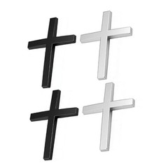 4 Pack Metal Christian Cross Car Emblems – 3D Self-Adhesive Waterproof Decals