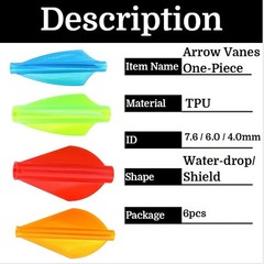 6X 1.75″ Arrow Vanes One-Piece Fletching 7.6mm 6mm 4mm Shaft Archery Bow Hunting
