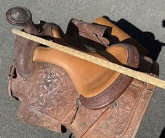 Billy Royal Vintage Show Saddle Simco Tex Tan Leather Western Hand Tool Brass