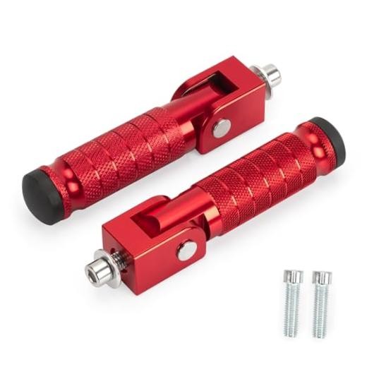 M8 Motorcycle Foot Pegs 90 Degree Foldable Bike Pegs CNC Anti-Skid Red