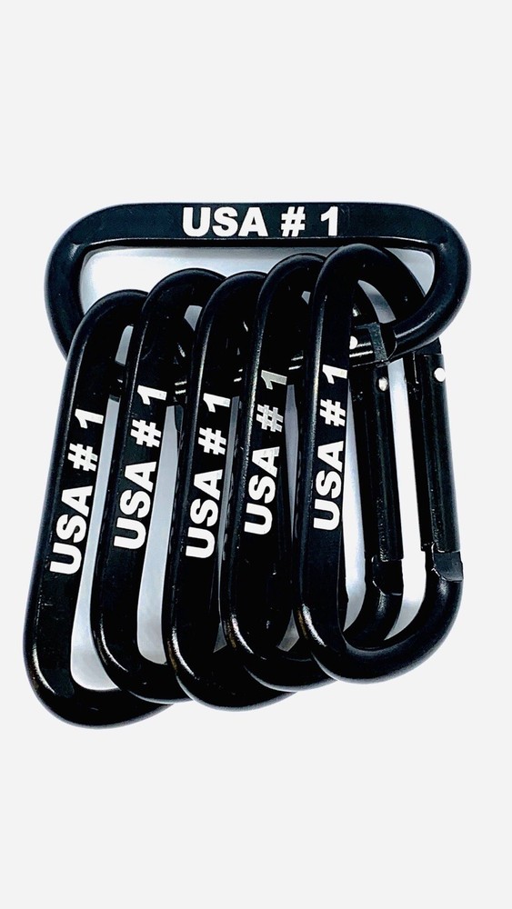 Pack of 6 pcs 3″ Aluminum Carabiner Spring Belt Clip Key Chain D Shape Black