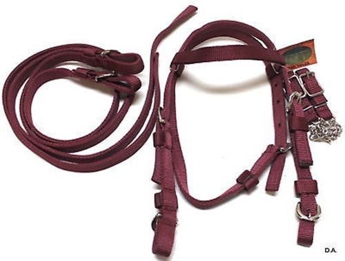 D.A. Brand Burgundy Pony Size Poly Nylon Bridle Set horse tack equine