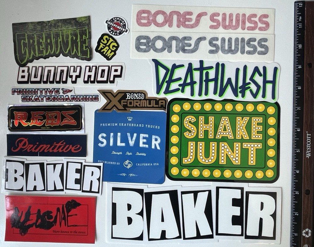 Skateboard Sticker Mixed Brands And Sizes Lot Of 16
