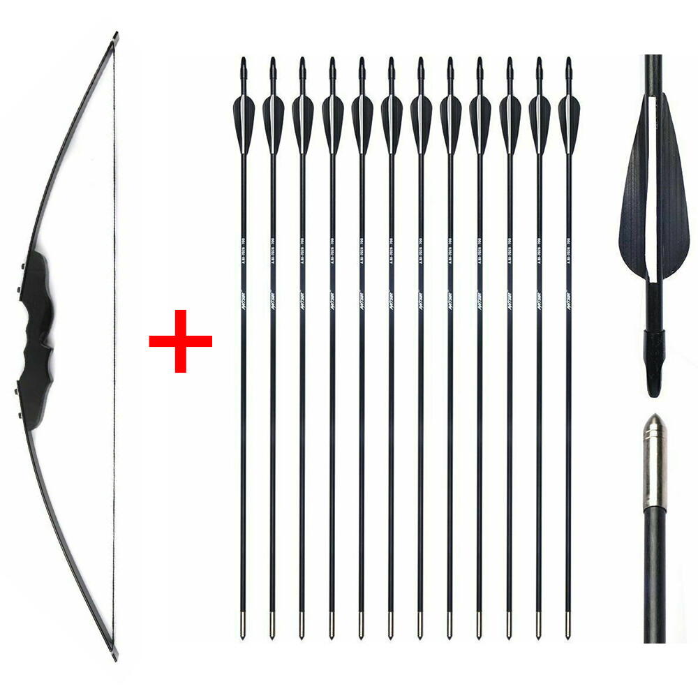 30lbs Adult Recurve Bow Archery Takedown + 12Pcs Arrows Right Hand Hunting Shoot