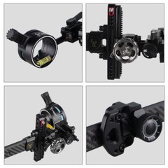 Compound Bow Sight 1 Pin 4X 6X 8X Lens Carbon 0.019″ Archery Hunting Adjustable