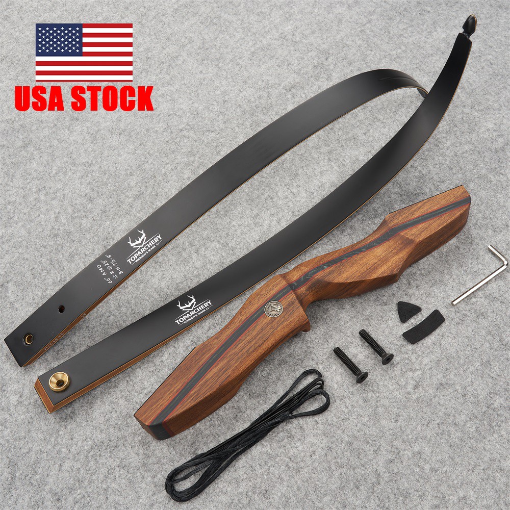 60″ Takedown Recurve Bow 25-60lbs Wooden Limbs Bow Archery Adult Shooting Target