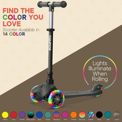 Black Mini 3 Wheel Scooter for Kids – Lean-to-Steer with LED Light-Up Wheels,…