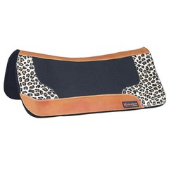 Hilason Western Wool Felt Gel Horse Saddle Pad With Cheetah Print Leather
