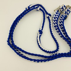 Challenger Western Nylon Braided Roping Knotted Barrel Reins Blue White
