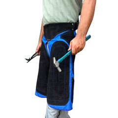 Leather Farrier Apron | Black Blue Hoof Trimming Chaps | Horseshoeing Protective