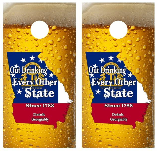 Georgia Out Drinking Every Other State Cornhole Board Wraps FREE LAMINATION 3361