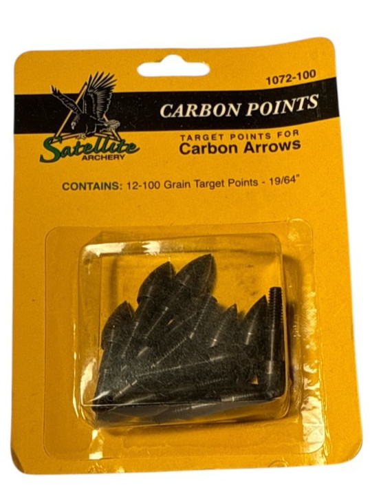 Satellite Archery Carbon Points 12-100 Grain Target Points 19/64″ 12 Pcs