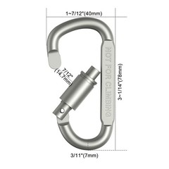Aluminum Carabiner Clips – Set of 6- Black & Silver Carabiner Tactical Hook