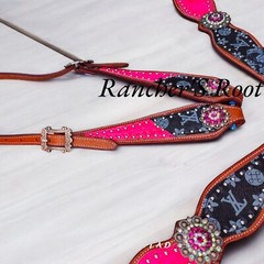 Western Horse Tack Set | Pink Gator With Black Tack Set