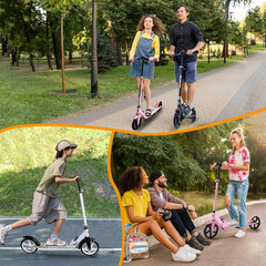 Kick Scooter for Kids Ages 6+, Teens & Adults, Adjustable Handlebars, Rear Brake