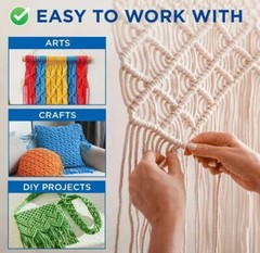 TECEUM Natural Cotton Braided Rope 3/16” Crafting Camping Indoor Outdoor 50ft