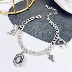 Cowgirl Jewelry Cowgirl Boot Hat Cactus Horseshoe Bracelet Vintage Silver