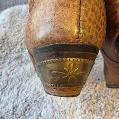 Vintage Dingo Womens Western Cowboy Boots Tan Leather Pointed Toe Brass Heel 8.5