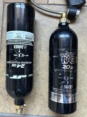 Two Paintball Guns: Tippmann 98 Custom, Cybrid , 2 Masks, Air Tanks, Hopper