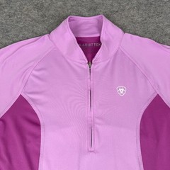 Ariat Tek Cambia Jersey 1/4 Zip Polyester Stretch Pink Womens Medium M *