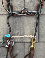 Dutton Floating Hood Cavalry Shank Horse Bit w/ Bit Hobble, Curb Strap, & Reins
