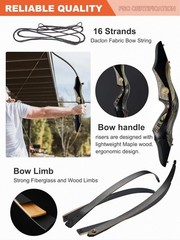 25-50lbs Archery 60″ Takedown Recurve Bow for Adult Bow Hunting &Target Shooting