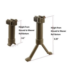 Polymer Spring Loaded Bipod Picatinny Rail Mount Tan Dark Earth Leg Steel Insert