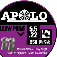 APOLO Expansive 250 Count HOLLOW POINT Premium 5.5mm .22 Caliber Air Pellets