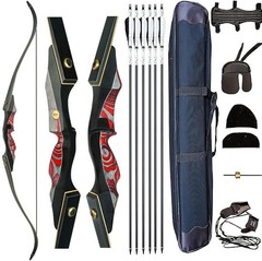 PMZ 60″ Takedown Recurve Bow Set 20-60lbs Traditional Hunting Kit RH