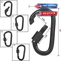 10Pack 3 Inch Locking Carabiner Clips D Ring Spring Snap Keychain Hook for Leash