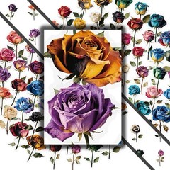 28Pcs Random Vintage Rose Dried Flowers Transparent PET Waterproof Stickers