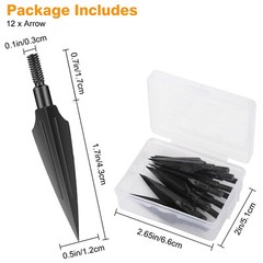 12x 125 Grain Hunting Archery Broadheads Carbon Steel Arrowhead for Compound Bow