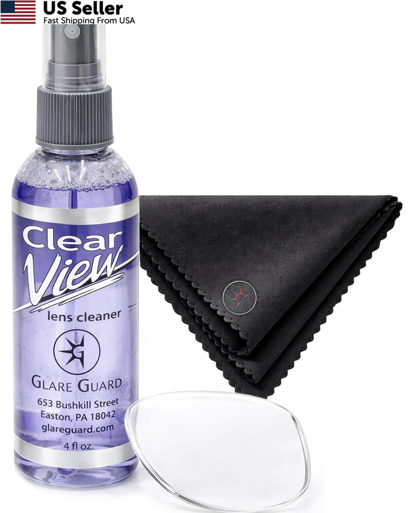 Glare Guard Clear View Lens Cleaner with Microfiber Cloth, 1 pack, 4oz bottle