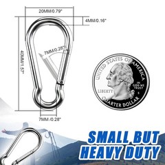 10 PCS Stainless Steel Carabiners Spring Snap Hooks Heavy Duty Keychain Clip NEW