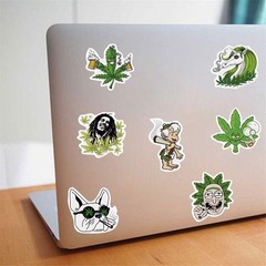 100pcs Weed Green Stickers, Vinyl Waterproof Stickers for Laptop
