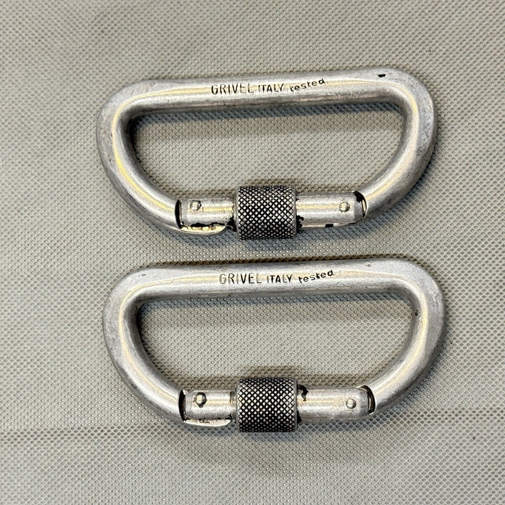 Vintage Grivel Italy Carabiners Screw-Gate D Shape KG 3000/800 UIAA Lot of 2
