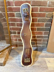 Amiko and Friends Dressage (Short) Girth With Fur, Brown with White 65 cm
