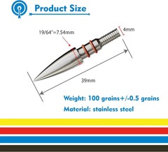 MOLFUZ 12pcs Archery Field Points 100/125/150/200/300 Grain, Stainless Steel Scr