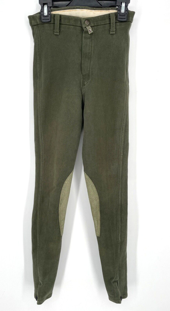Devon Aire womens size 28 long Riding Breeches dark forest green pants cotton