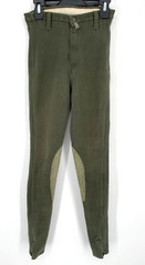 Devon Aire womens size 28 long Riding Breeches dark forest green pants cotton